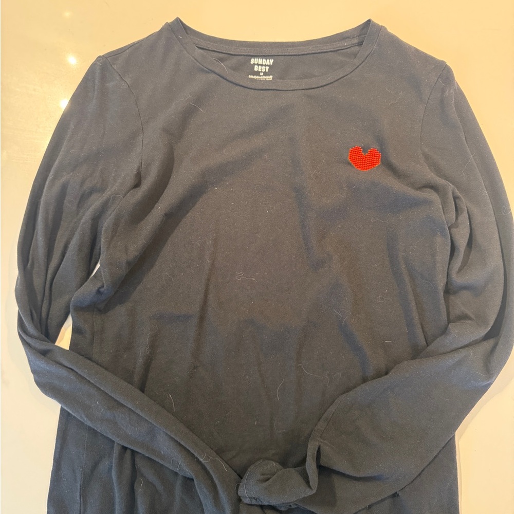 Sunday Best Black Crewneck Tee with Subtle Print